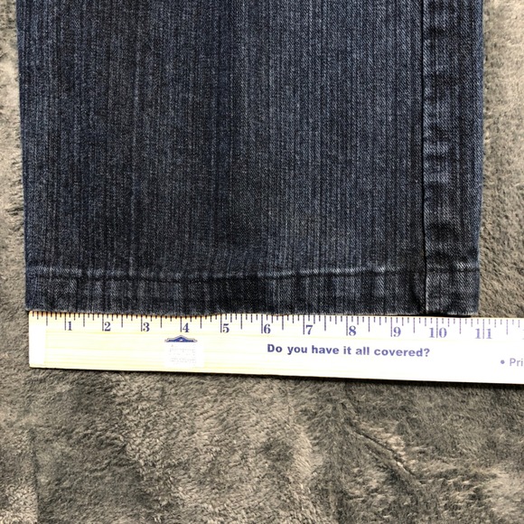 Mecca Baggy Jeans Mens 40x34 Dark Indigo Blue Embroidered Star Logo Streetwear - Picture 6 of 9